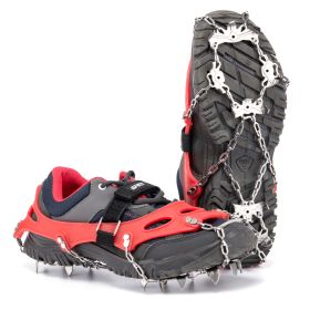 Outdoor 16-tooth Ice Claw Red Rubber Leather 201 Steel Chain + 304 Steel Claw For Winter Hiking Mountaineering Trekking