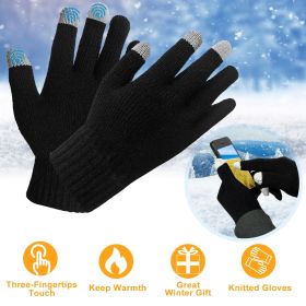 Unisex Touch Screen Gloves Full Finger Winter Warm Knitted Gloves For Warmth Running Cycling Camping Hiking