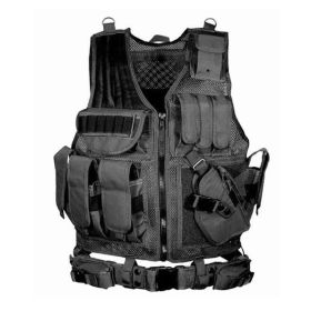 Tactical Vest Military Combat Army Armor Vests Molle Airsoft Plate Carrier Swat Vest Outdoor Hunting Fishing CS Training Vest (Color: Black)