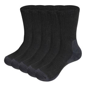 Mens Moisture Wicking Mid Calf Thermal Work Boot Sports Hiking Socks( 5 Pairs/Pack) (Color: Black)