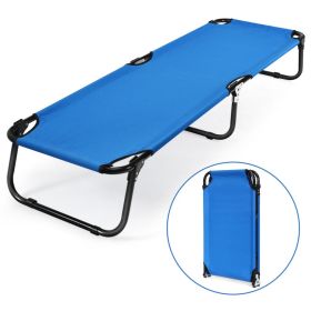 Outdoor Folding Camping Bed for Sleeping Hiking Travel (Color: Blue)