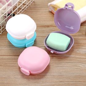 1pcs Convenient Black Soap Box Portable Soap Box Travel Hiking Holder Container Soap Box Plastic Soap Box Dispenser Soap Rack (Color: Purple)